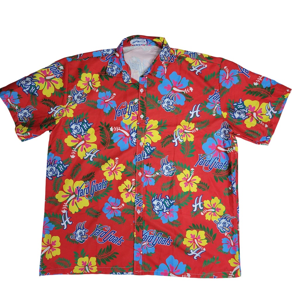 Hartford Yard Goats‎ MiLB Hawaiian Button Up Shirt Floral Graphic Print Aloha XL